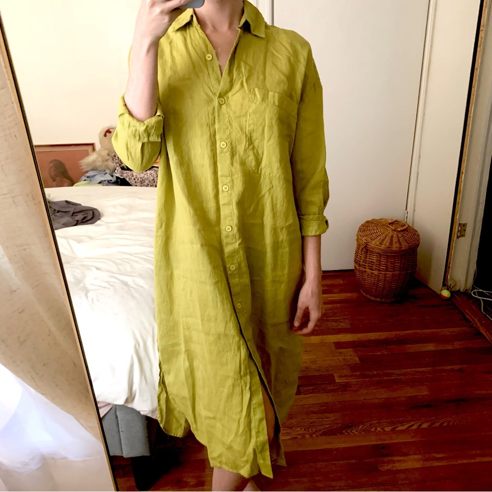 Zara Linen-Blend Shirt Dress